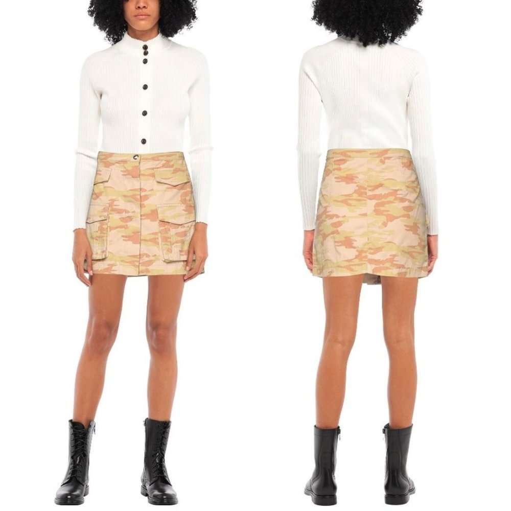 Nwt New $232 Patrizia Pepe Camouflage Denim Mini Skirt Size 8